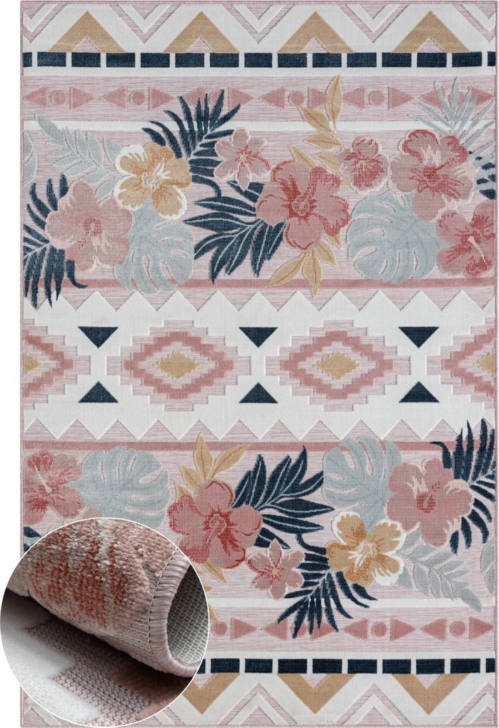 My Flair, Kusový koberec Flora II rosa – na von aj na doma, 160x230, viacfarebná, chodba / predsieň