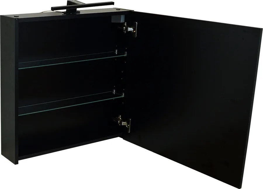 Comodo Zrkadlová skrinka Amata B 60 ZS LED-B s osvetlením Any LED 30 B, čierna