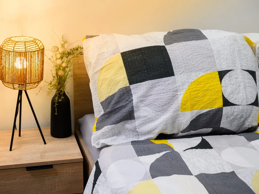 Krepové obliečky z Renforcé bavlny GEOMETRIES krémové Rozmer obliečky: 70 x 90 cm | 140 x 200 cm