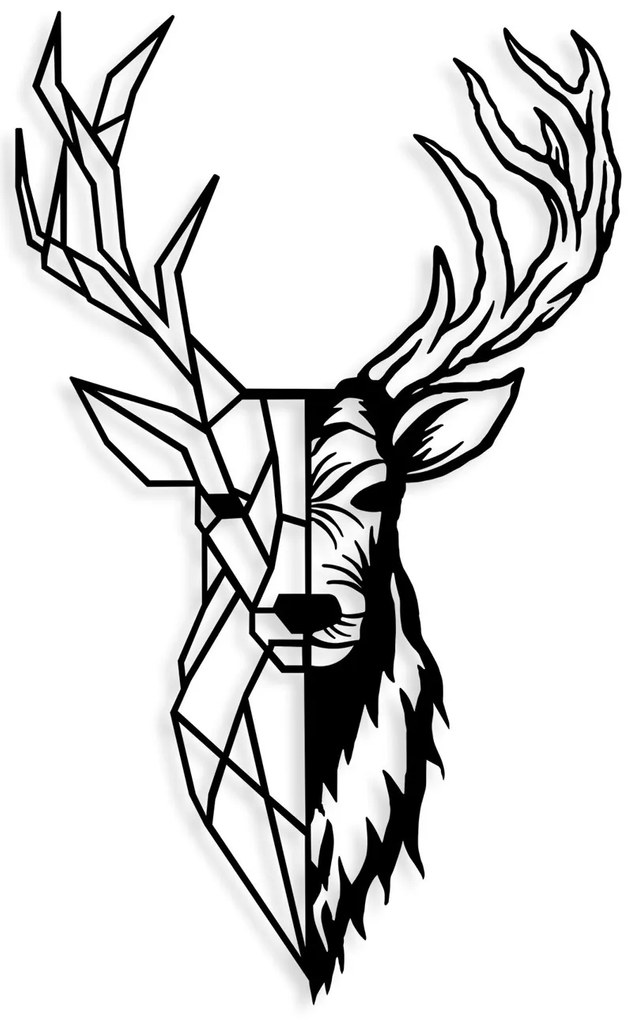 Nástenná kovová dekorácia Červený jeleň 2 čierna