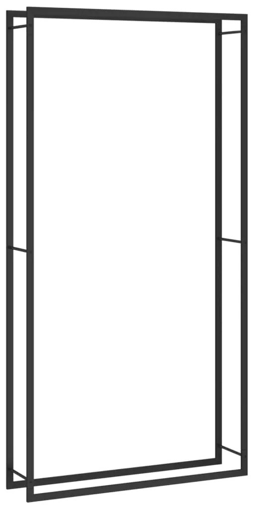 Stojan na krbové drevo matný čierny 110x28x214 cm oceľ