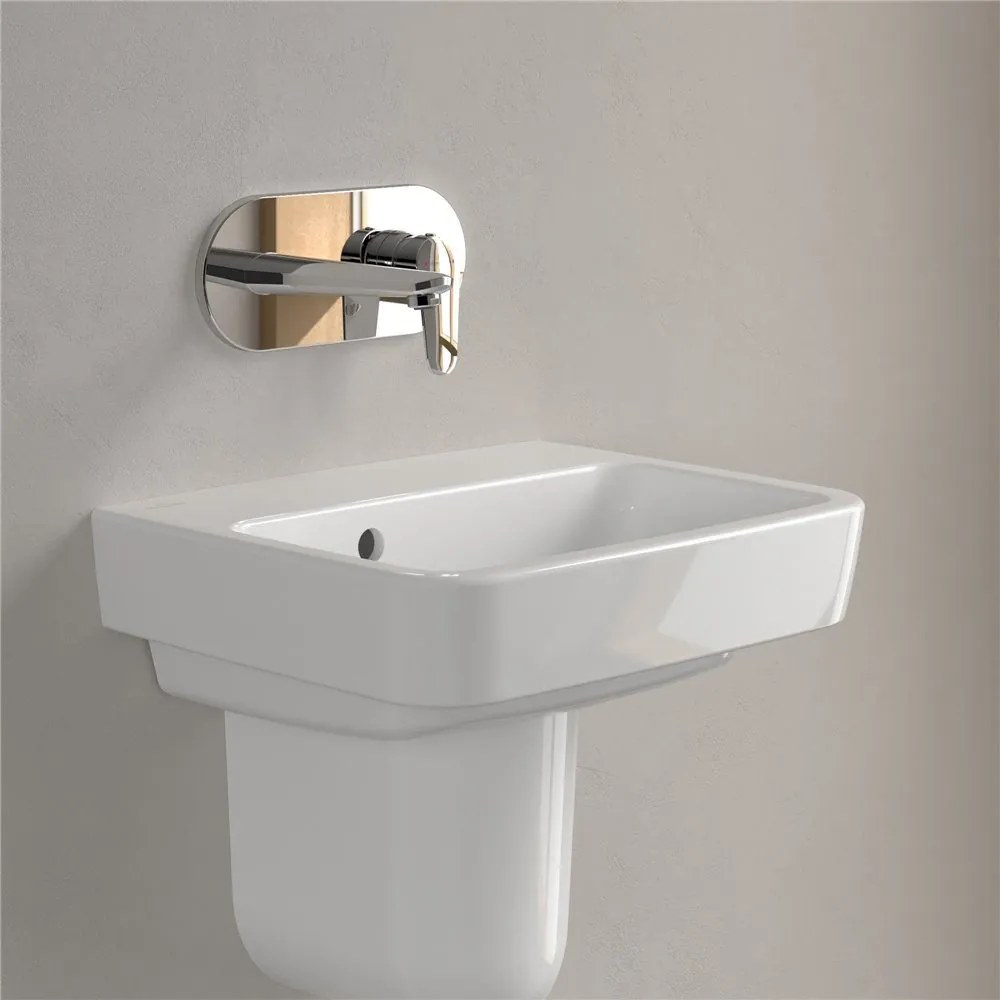 VILLEROY & BOCH O.novo závesné umývadielko bez otvoru, s prepadom, 450 x 370 mm, biela alpská, s povrchom AntiBac a CeramicPlus, 434447T2