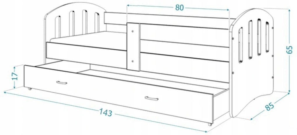 GL Detská posteľ Hana Biela Variant veľkosť postele: 140x80