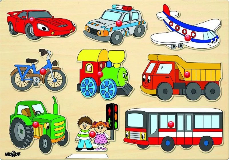 Woody Puzzle na doske - Vozidlá