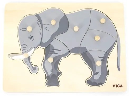 Viga Detské drevené puzzle s úchytmi Montessori Viga Slon