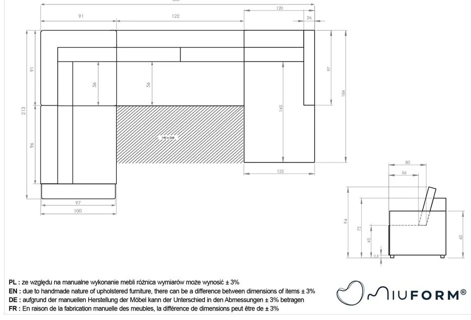 Béžová rozkladacia modulárna rohová pohovka s úložným priestorom (ľavý roh) Lulu – Miuform
