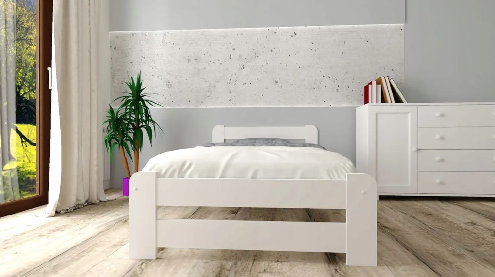 Detská posteľ z masívu borovice EURO - 200x90 cm - biela