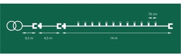 LED vonkajšia vianočná reťaz CONE FILAMENT 20xE10 19 m farebná/teplá biela IP44