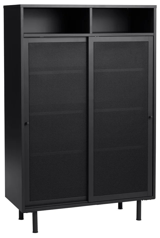 Čierna kovová skrinka s posuvnými dverami 90x140x40 cm Veep – Unique Furniture