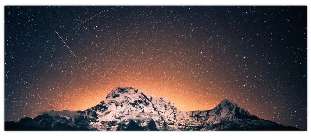 Obraz hviezdnej oblohy s horami (120x50 cm)