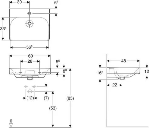 Geberit 501.732.00.1 - Závesné umývadlo Smyle Square 60x48 cm keramika/biela