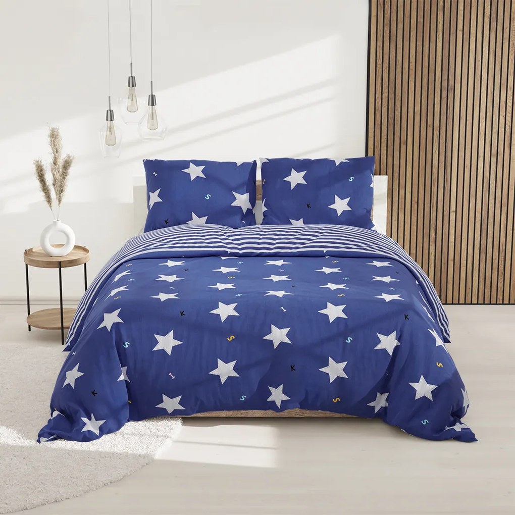 Bavlnené obliečky WHITE STARS modré