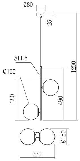 Redo 01-2625 - Luster na lanku NIVA 2xE14/28W/230V