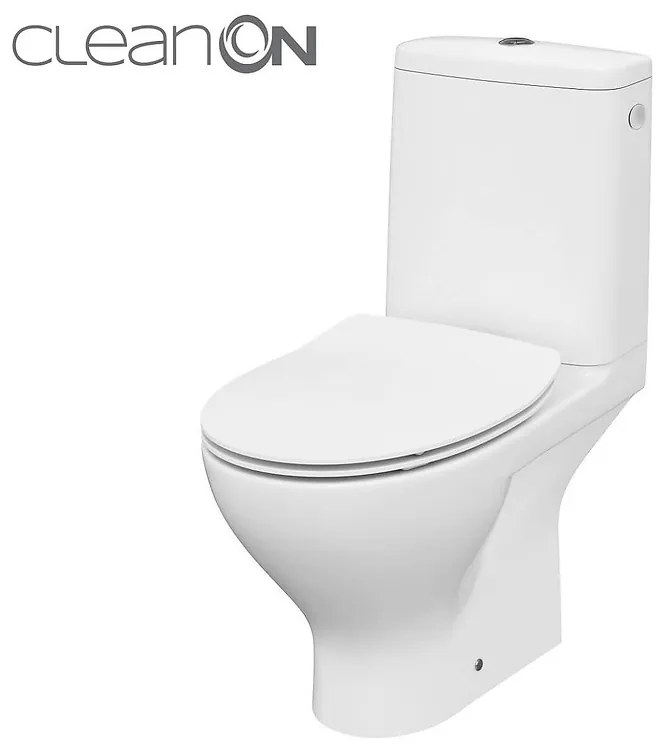 Cersanit Moduo - WC Kombi zadný odpad 3/5 CLEAN ON+WC sedátko duroplast SLIM, Biela, K116-001