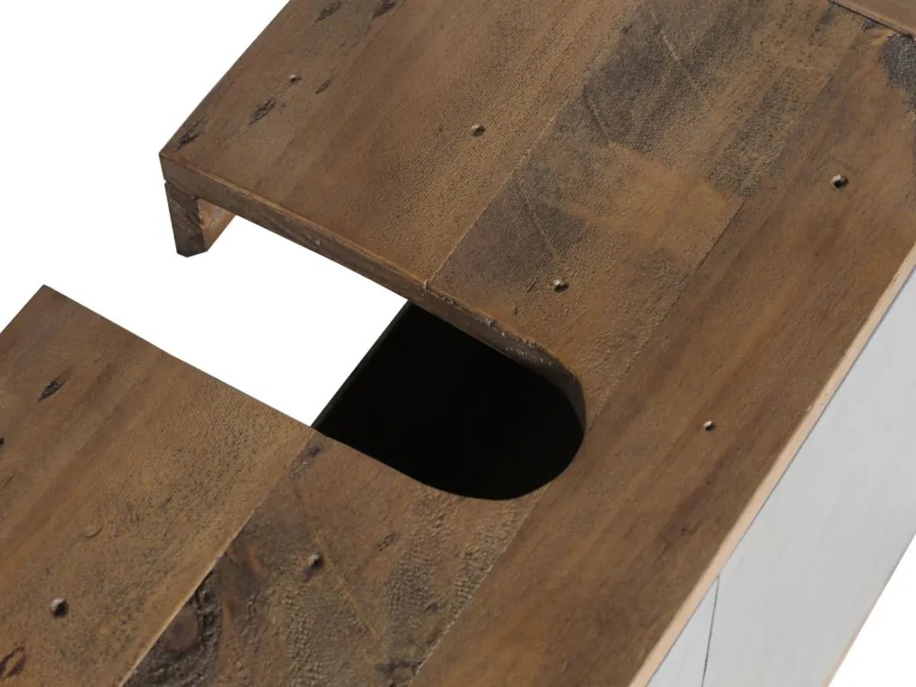 furniture-nabytek.cz - Masivní skříňka pod umyvadlo Dinglová z recyklované borovice a MDF, lakovaná, přírodní / šedá – 67×30×45 cm