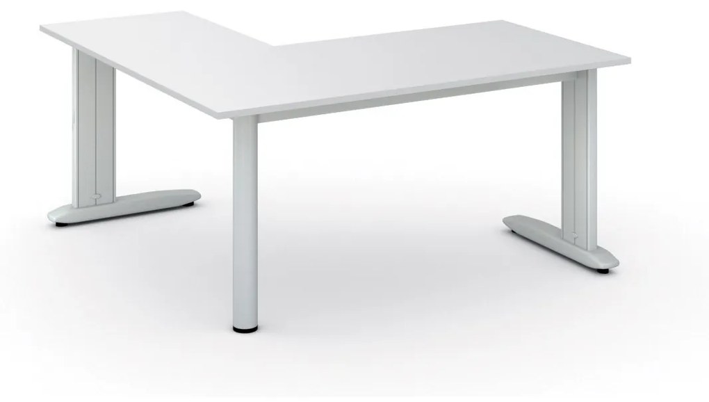 Rohový kancelársky písací stôl PRIMO FLEXIBLE, 1600 x 1600 mm, biela