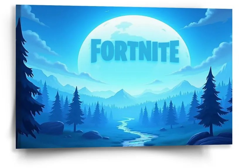 Sablio Obraz FORTNITE Modré údolie s mesiacom - 60x40 cm
