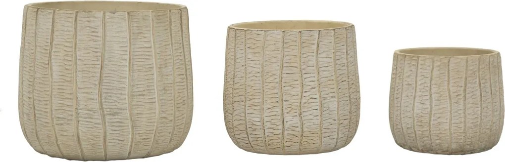 Sada 3 ks kvetináčov Flake krémová