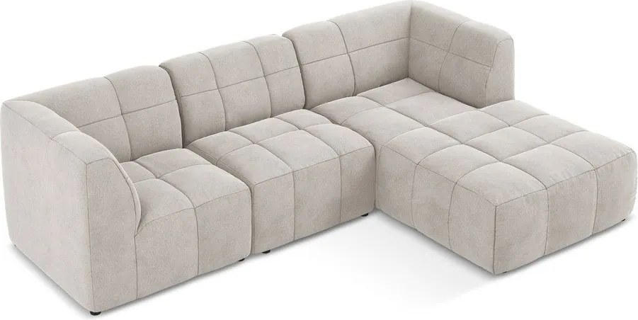 Béžová zamatová rohová pohovka (pravý roh/s leňoškou) Aloha – Makamii