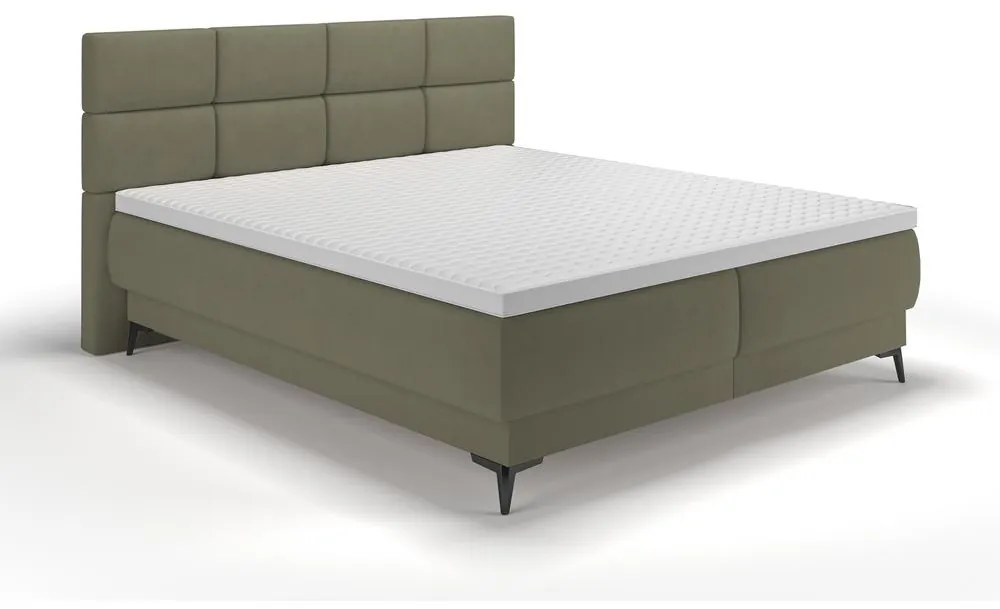 Manželská kontinentálna posteľ 140 cm Riviera 140 (s roštom a matracom) (s úl. priestorom) (zelená + čierna). Akcia -18%. Vlastná spoľahlivá doprava až k Vám domov. 1099650