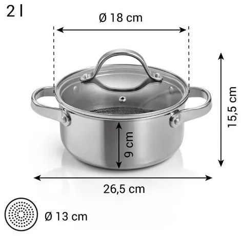 Kastról SteelCRAFT s pokrievkou ø 18 cm, 2,0 l, 2 l