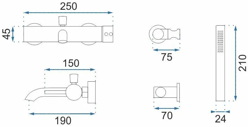 Rea Lungo, vaňová batéria s ručnou sprchovou hlavicou, medená lesklá, REA-B7987