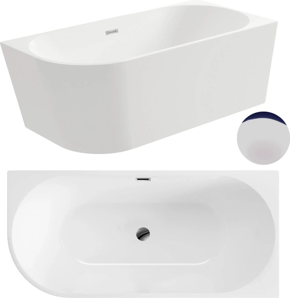 Aquauno Voľne Stojaca Rohová Vaňa Pravá 160x80 cm, Chrómový Odtok A Prepad