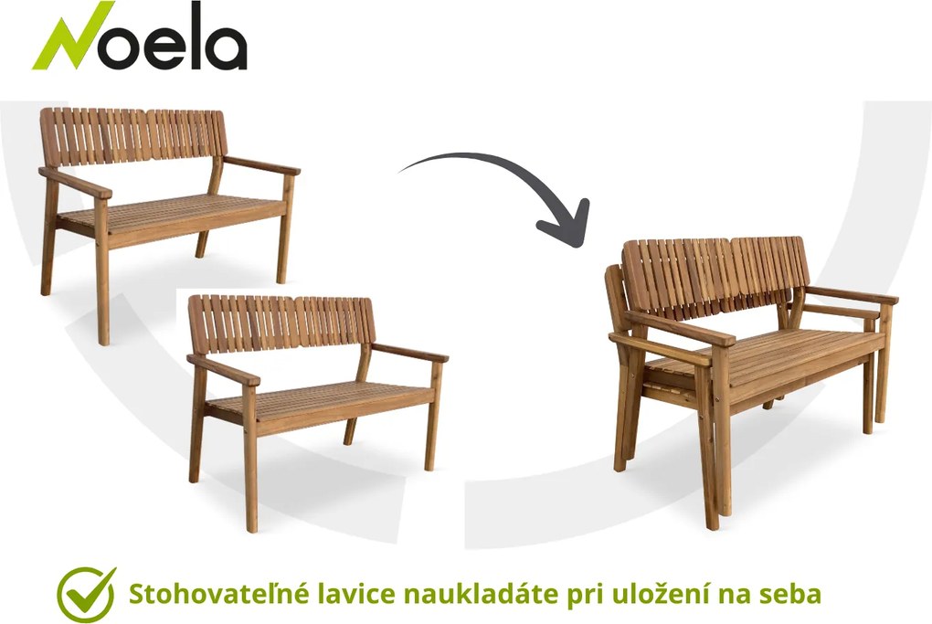 Noela Záhradná drevená lavička LUCY pre 2 osoby