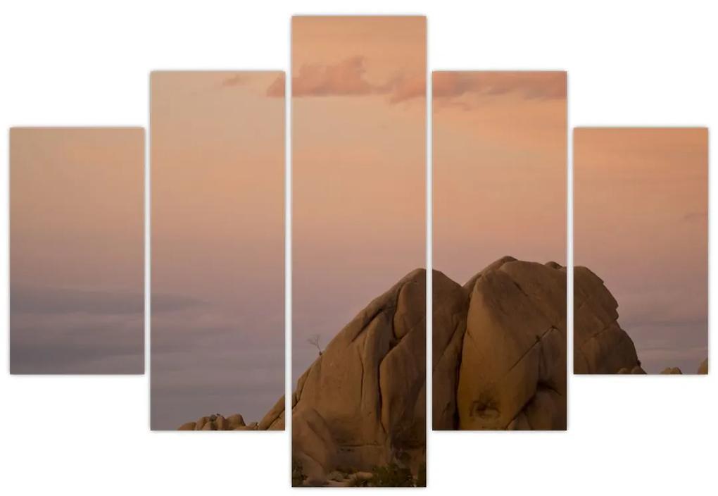 Obraz západu slnka v skalách (150x105 cm)