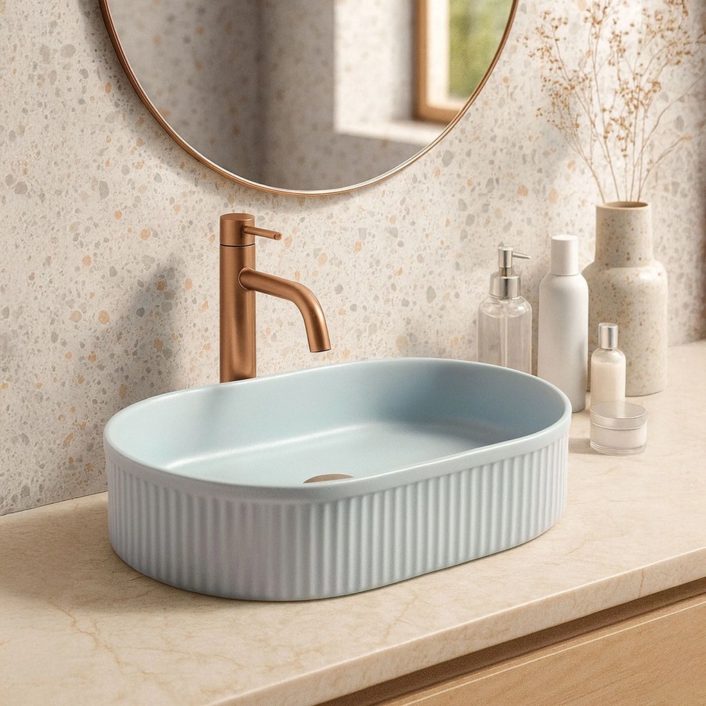 Keramické umývadlo na dosku REA VANDA Baby Blue mat