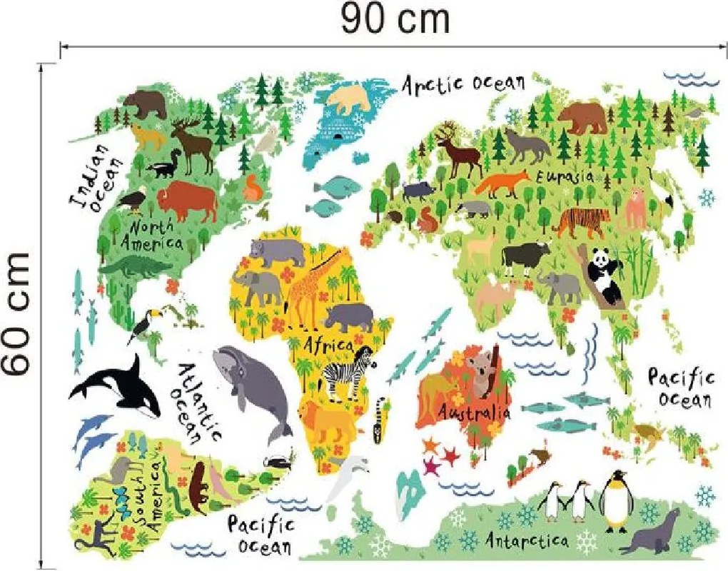 Veselá Stena Samolepka Detská mapa Sveta