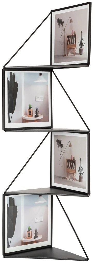 Tutumi Tutumi, rohová kovová polica na fotky 17x17x67 cm, čierna, HOM-06969