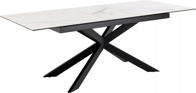 Jedálenský rozkladací stôl Irwine 168/210 cm biely mramor/čierny