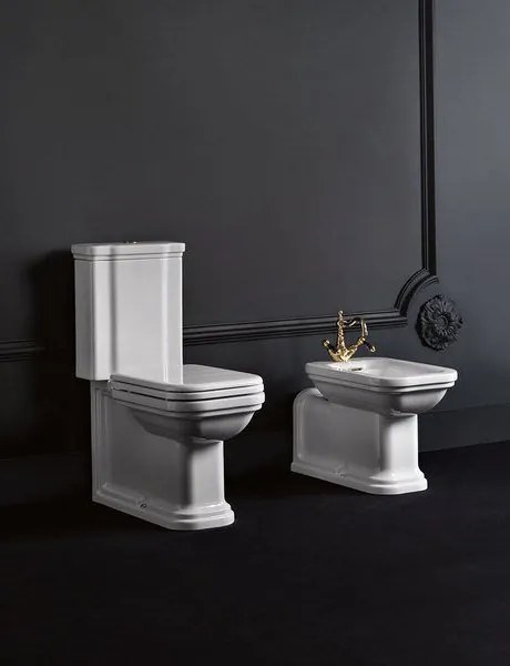Kerasan Kerasan, WALDORF WC kombi, spodný/zadný odpad, biela-bronz, WCSET18-WALDORF