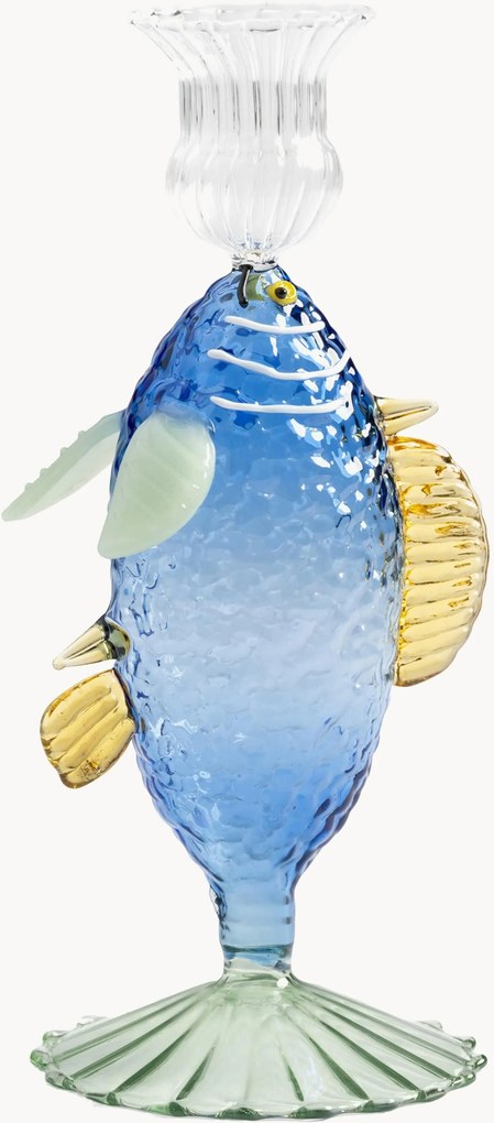 Ručne vyrobený svietnik z borosilikátového skla Fish