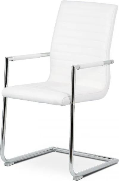 Konferenčná stolička HC-349 WT biela ekokoža / chróm Autronic