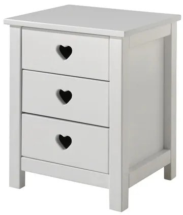 Dizajnový nočný stolík Amori z masívu a MDF borovica biela 45cm