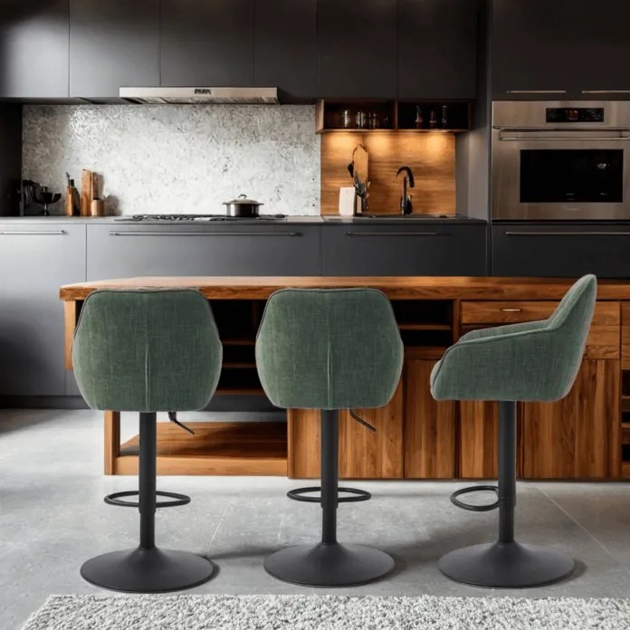 Otočná barová stolička s výškovým nastavením Avola (54850005), zelená