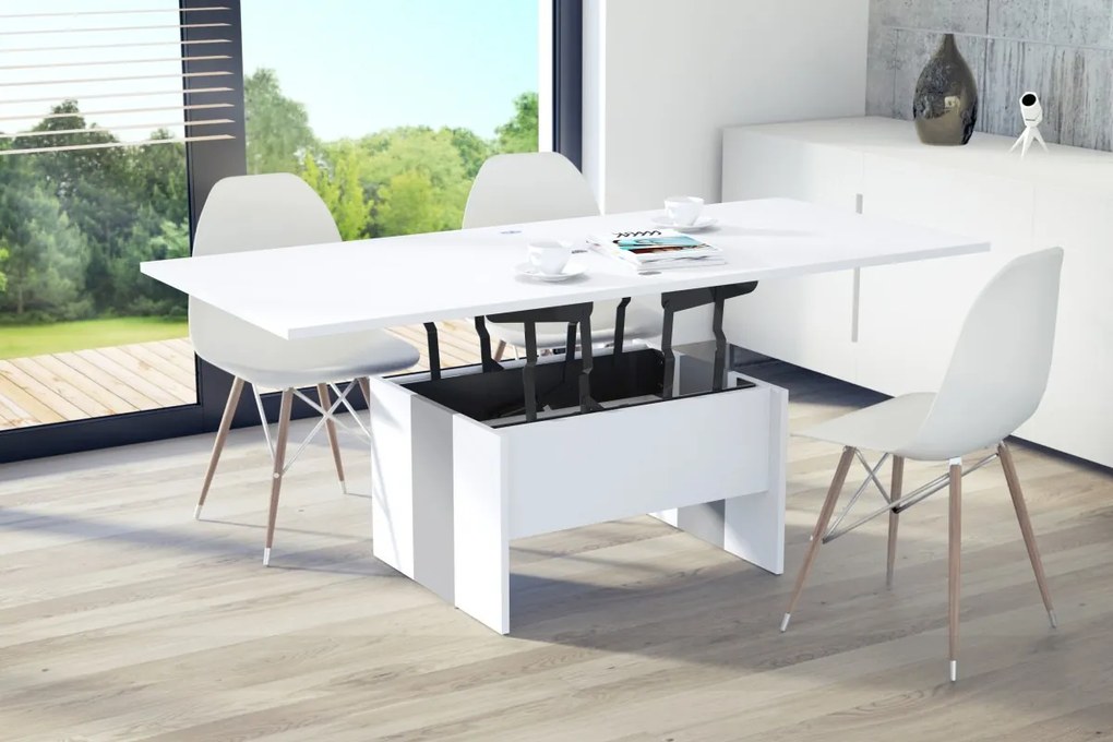 Mazzoni SOLO bielo-šedý rozkladací, zdvíhací, konferenčný stolík