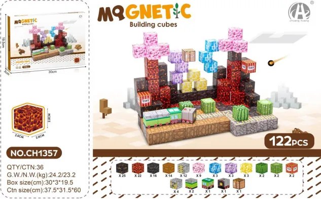Magnetická stavebnica MAGNETIC Lávový svet, 122 dielikov