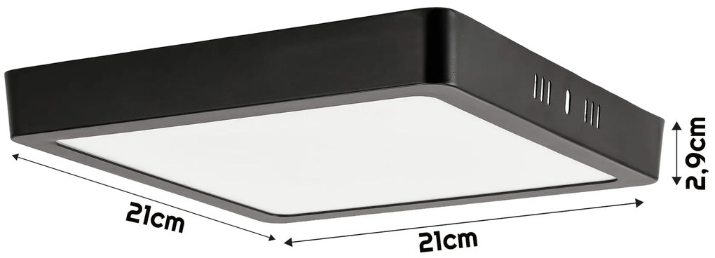 BERGE LED panel štvorcový povrchový čierny - MELA-S - 18W - 1440Lm - neutrálna biela