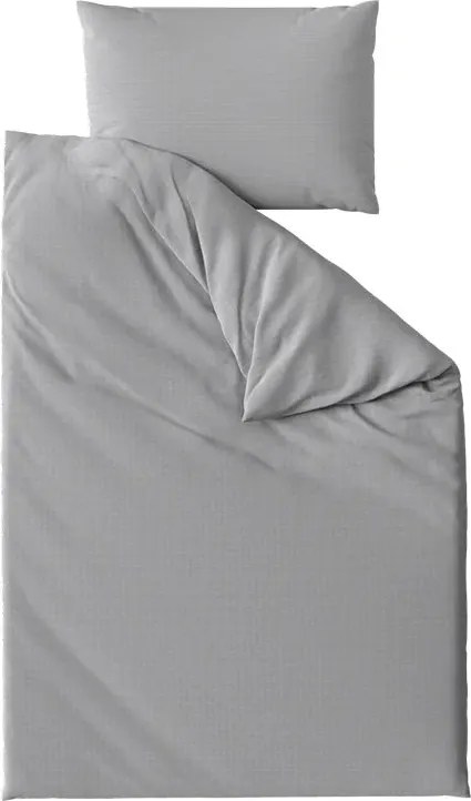 Sada krepových obliečok DENYX BLEND sivé, hotelové vrecko + plachta Jersey 90 x 200 cm tmavosivá, jednolôžko