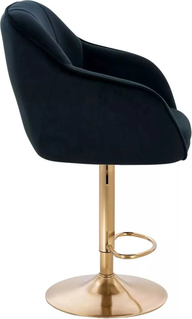 LuxuryForm DESIGN Barová stolička AVOLA VELUR na zlatom tanieri - čierna