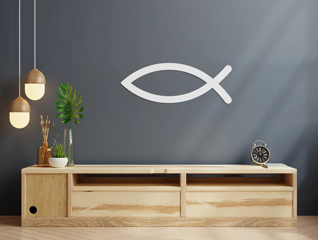 drevko Kresťanský symbol ryby Ichthys Rozmer obrazu: 9 x 25 cm, Farba dekorácie: Čierna