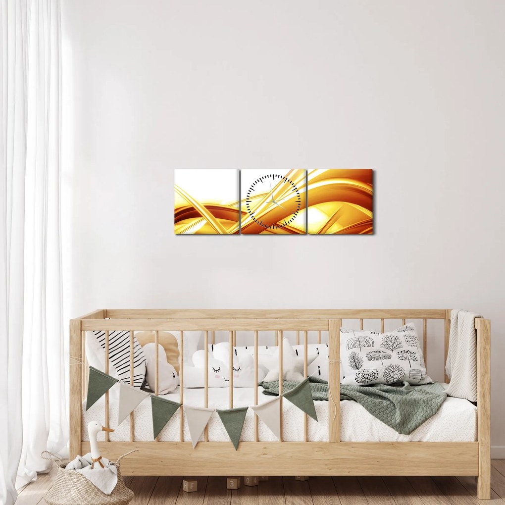 Obraz - Žltá abstrakcia (s hodinami) (90x30 cm)