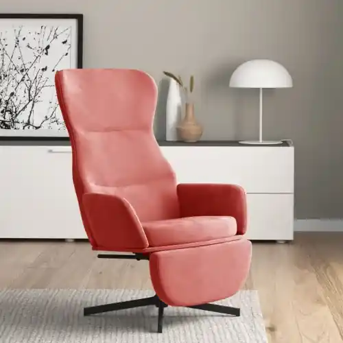 vidaXL Relaxačné kreslo s podnožkou ružové zamatové- | BIANO