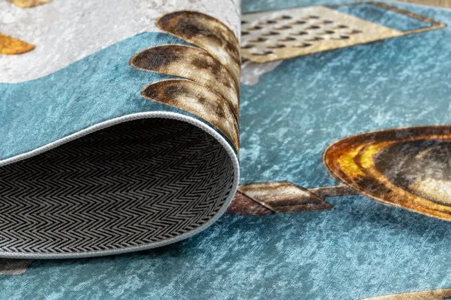 Protišmykový koberec / behúň ANDRE 33220 modrý / zlatý