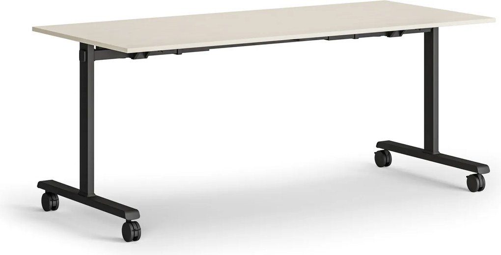 Mobilný stôl MATCH, 180x80 cm, čierna podnož, breza