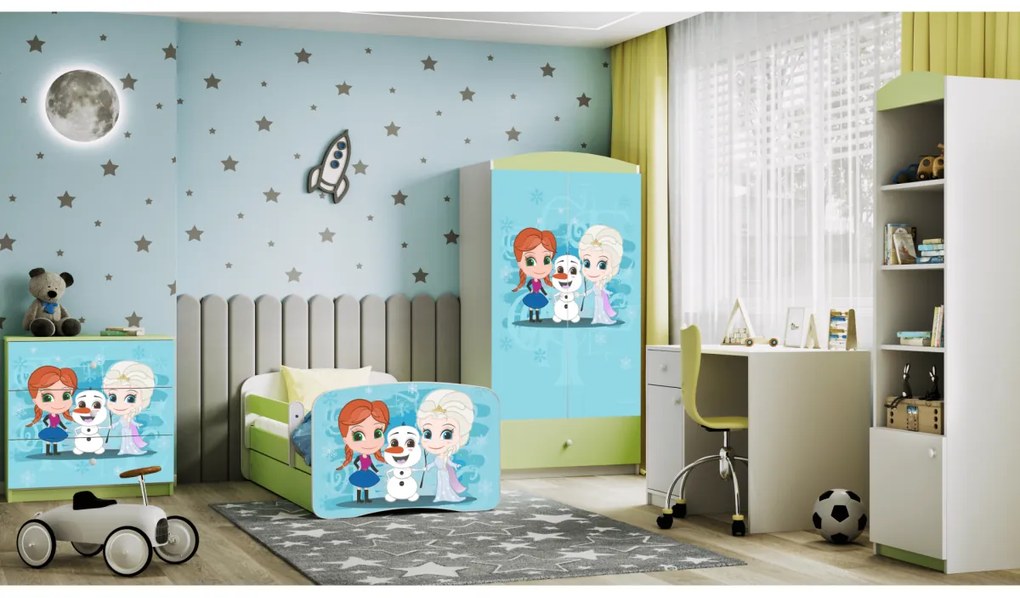 Detská posteľ Babydreams Snehové princezné zelená
