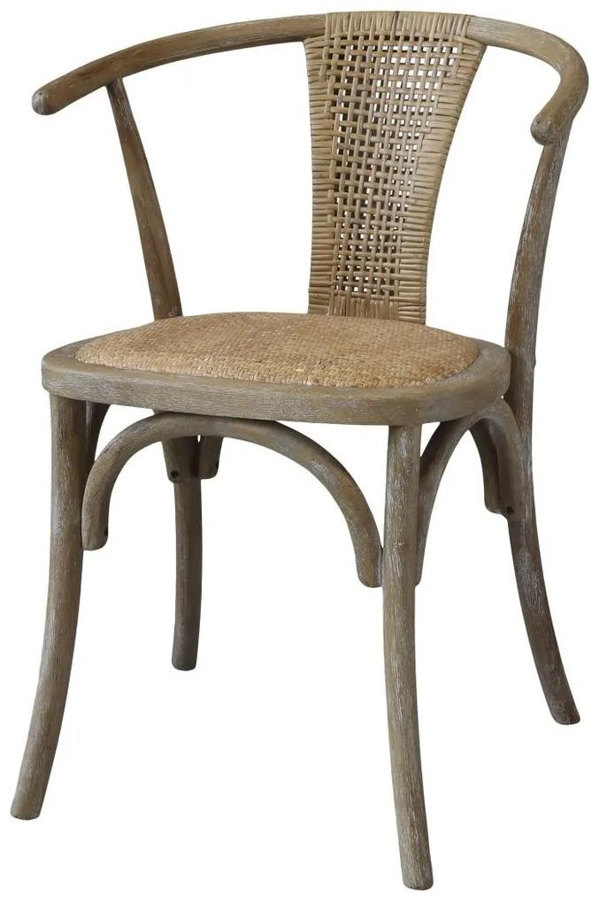 Prírodná drevená stolička s výpletom a opierkami Old French chair - 50*45*79 cm